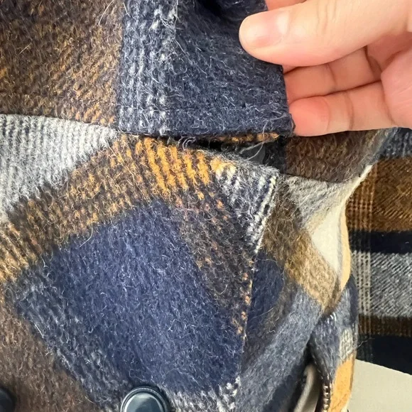 Vintage Jill Jr. Rust Orange and Navy Plaid Wool Coat as is - Picture 9 of 12